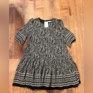 The Raconteur Black‎ White Short Sleeve Tiered Sheer Dress Size Medium Petite